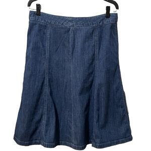 LL Bean Denim Skirt Fit Flare Trumpet Skirt Size 8 Country Western Line Dancing